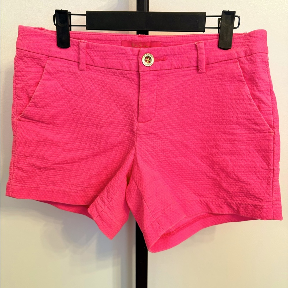 Lilly Pulitzer Pink Textured Sadie Low Rise 4” Short Sz 4
